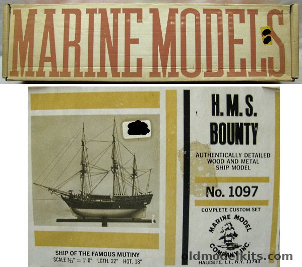 Marine Model Co 1/77 HMS Bounty - Famous Mutiny Ship - 22 Inch Long Wood and Metal Ship Kit, 1907 plastic model kit